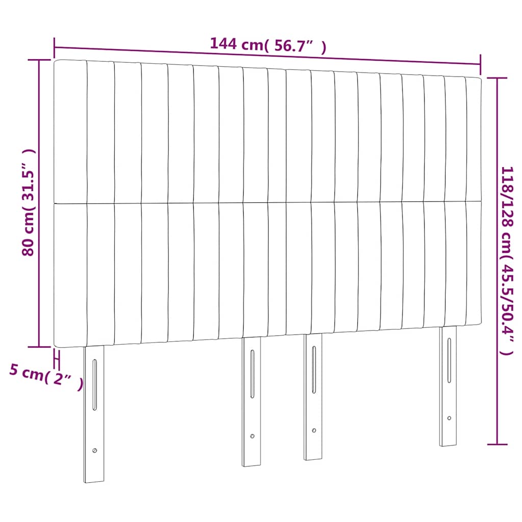 sengegavl med LED-lys 144x5x118/128 cm fløjl mørkegrøn