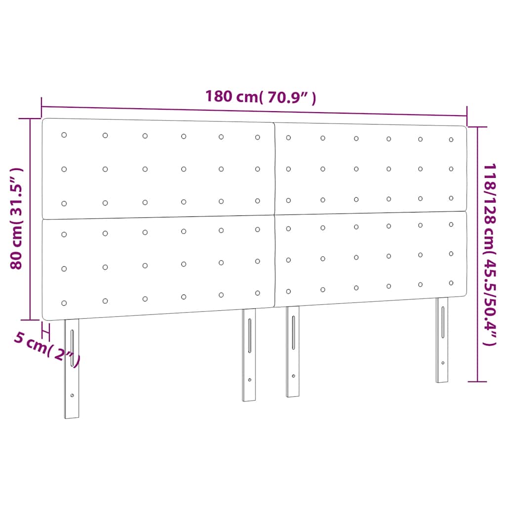 sengegavl med LED-lys 180x5x118/128 cm fløjl mørkegrøn