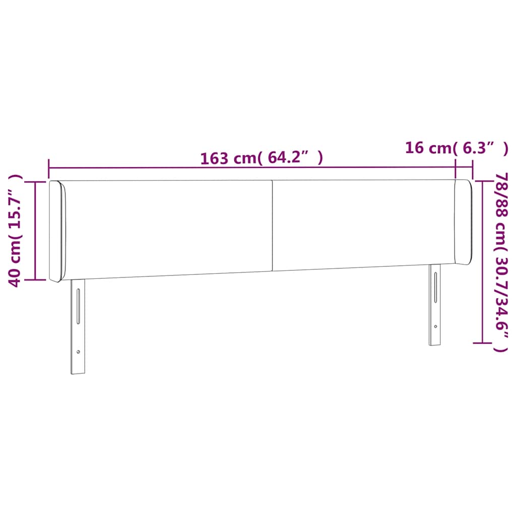 sengegavl med LED-lys 163x16x78/88 cm fløjl mørkegrøn