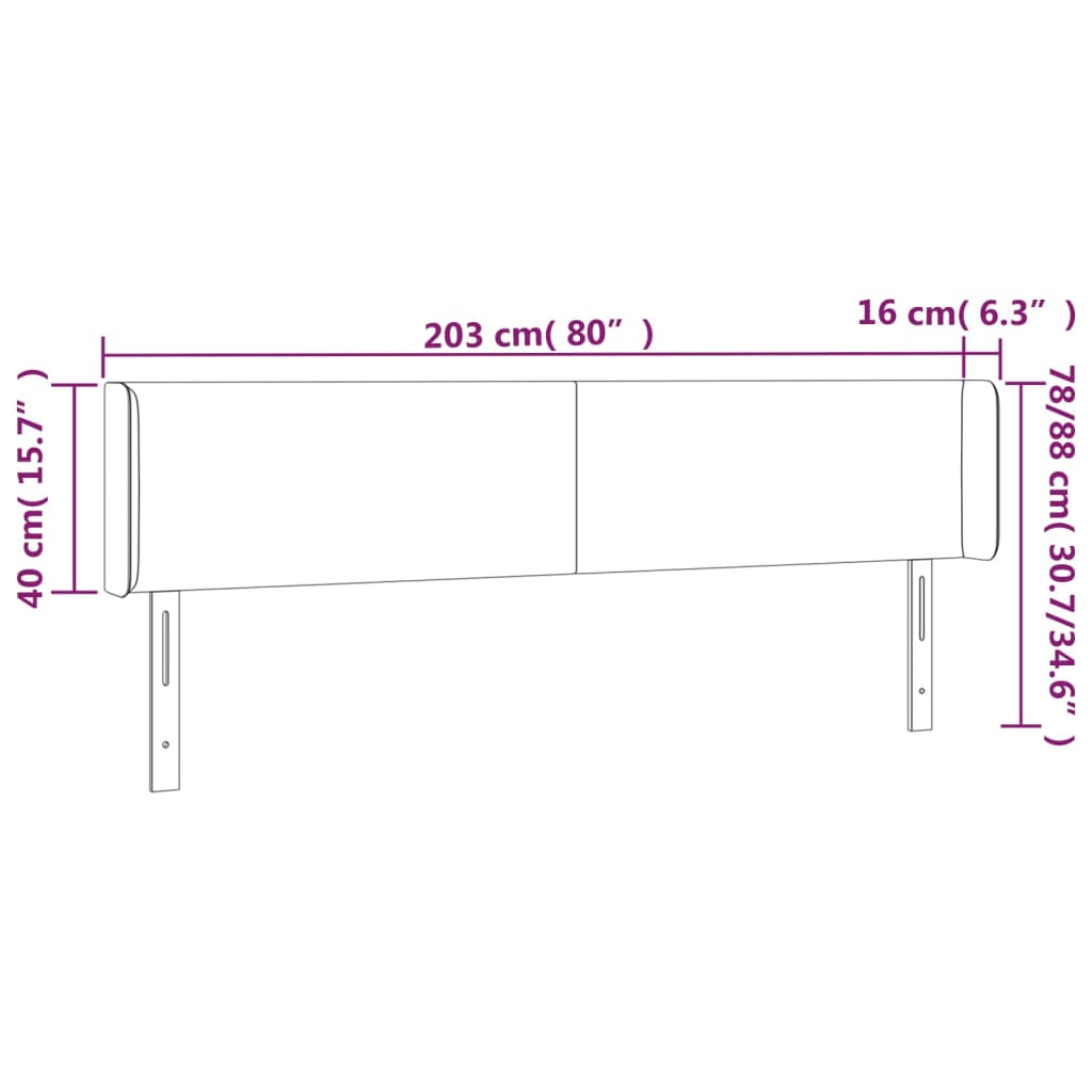 sengegavl med LED-lys 203x16x78/88cm kunstlæder cappuccino