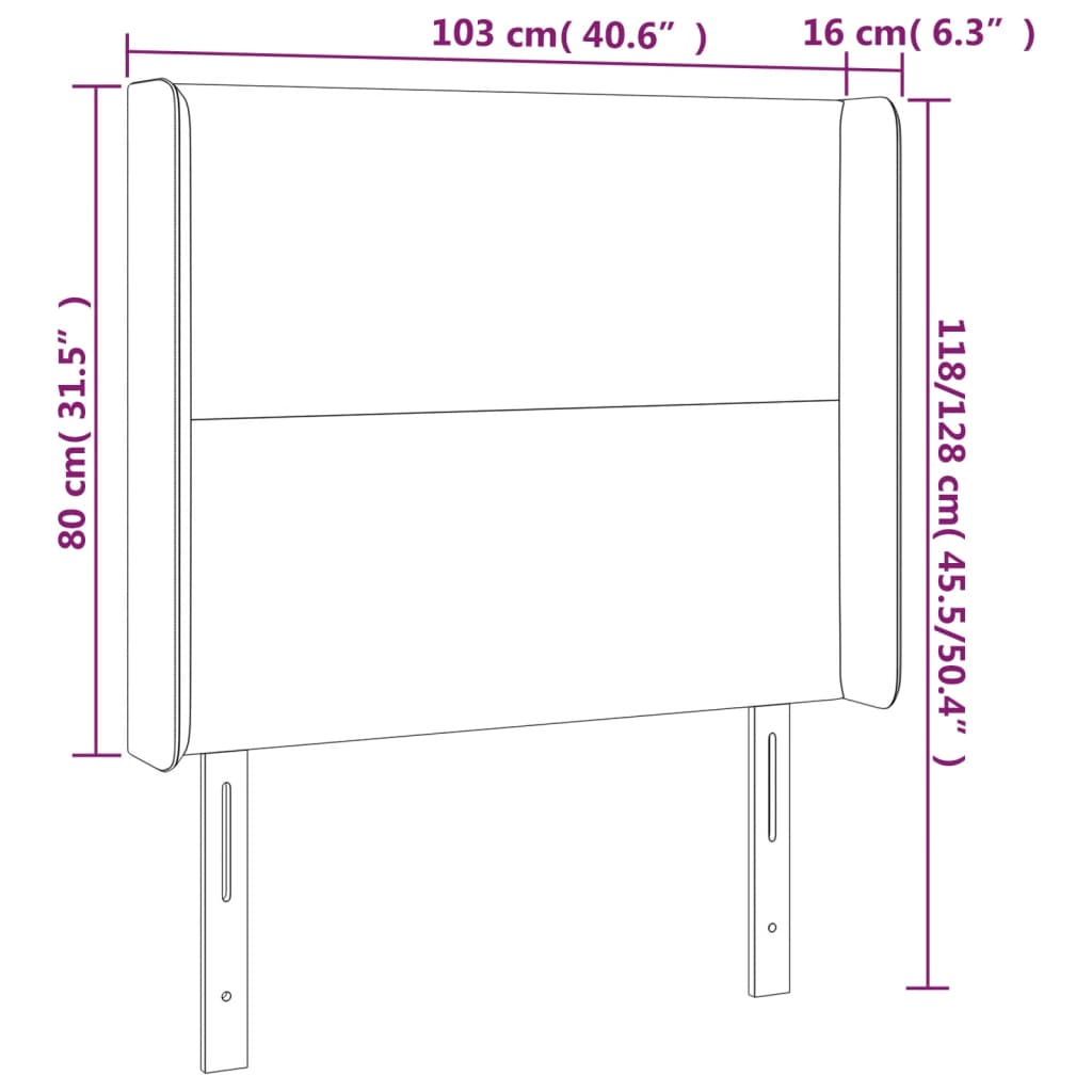 sengegavl med LED-lys 103x16x118/128 cm kunstlæder cappuccino
