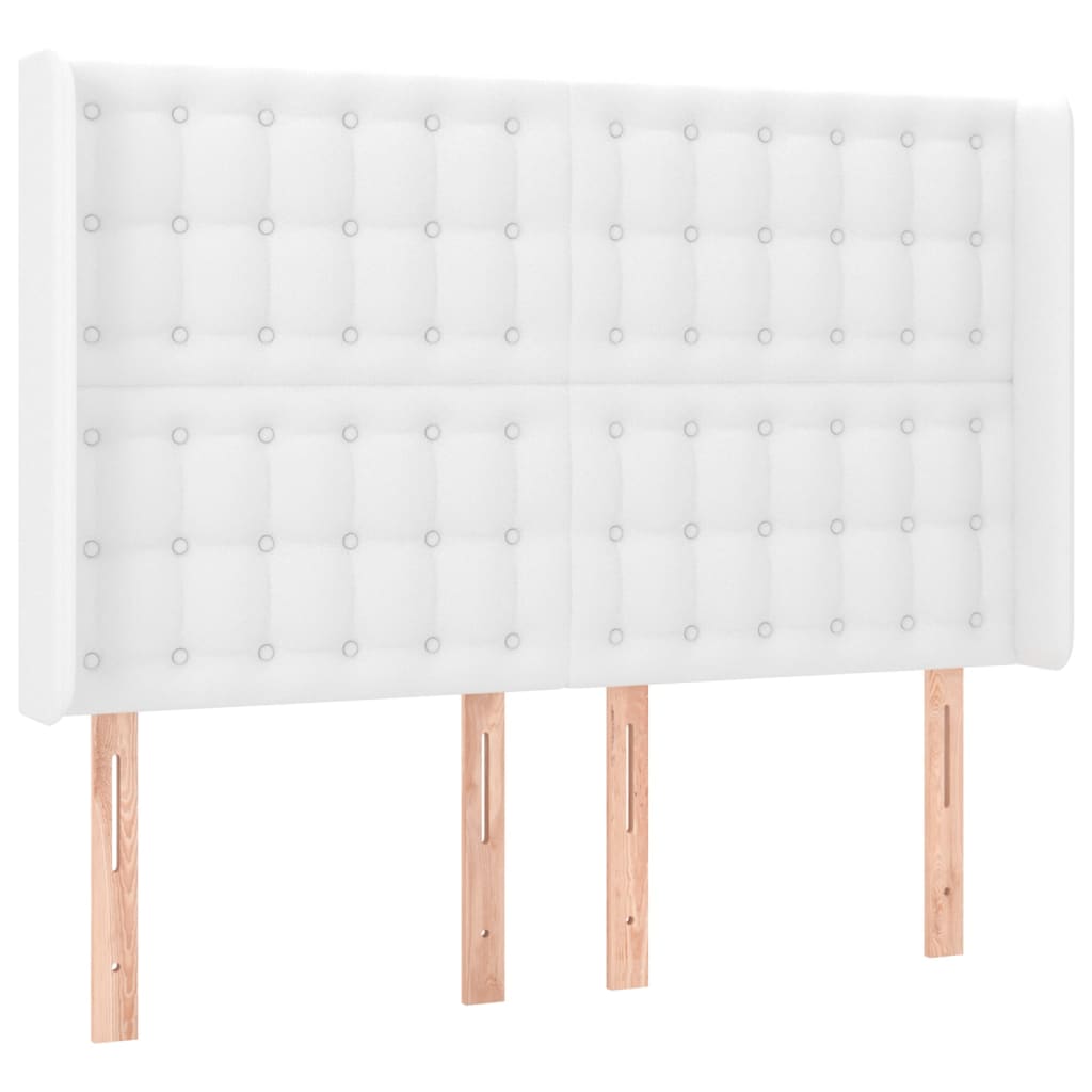 kontinentalseng med LED-lys 140x190 cm kunstlæder hvid