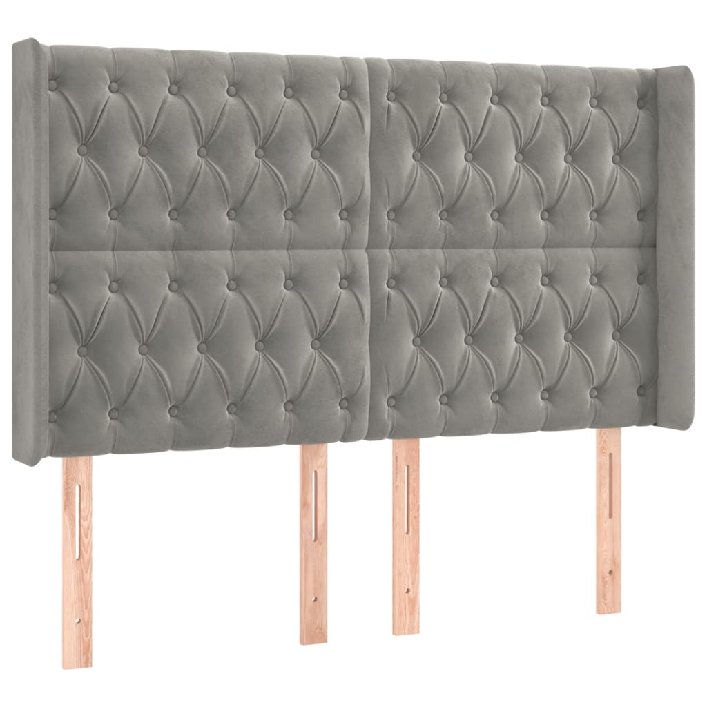kontinentalseng med LED-lys 140x190 cm velour lysegrå
