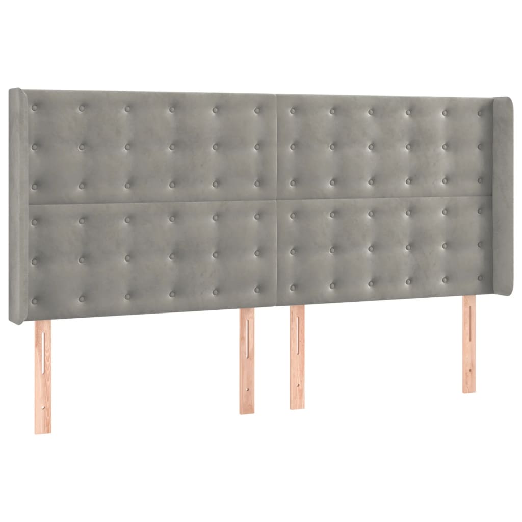 kontinentalseng med LED-lys 200x200 cm fløjl lysegrå