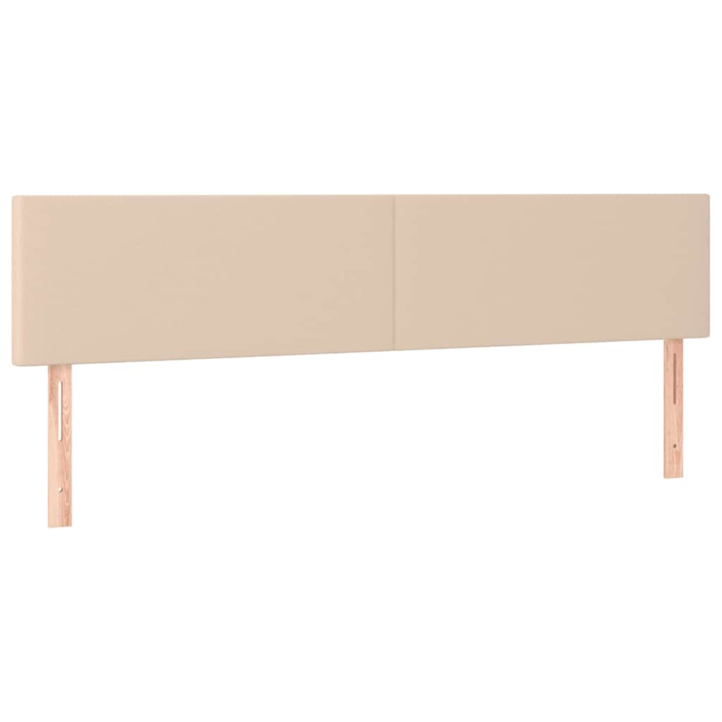 kontinentalseng LED-lys 160x200 cm kunstlæder cappuccinofarvet