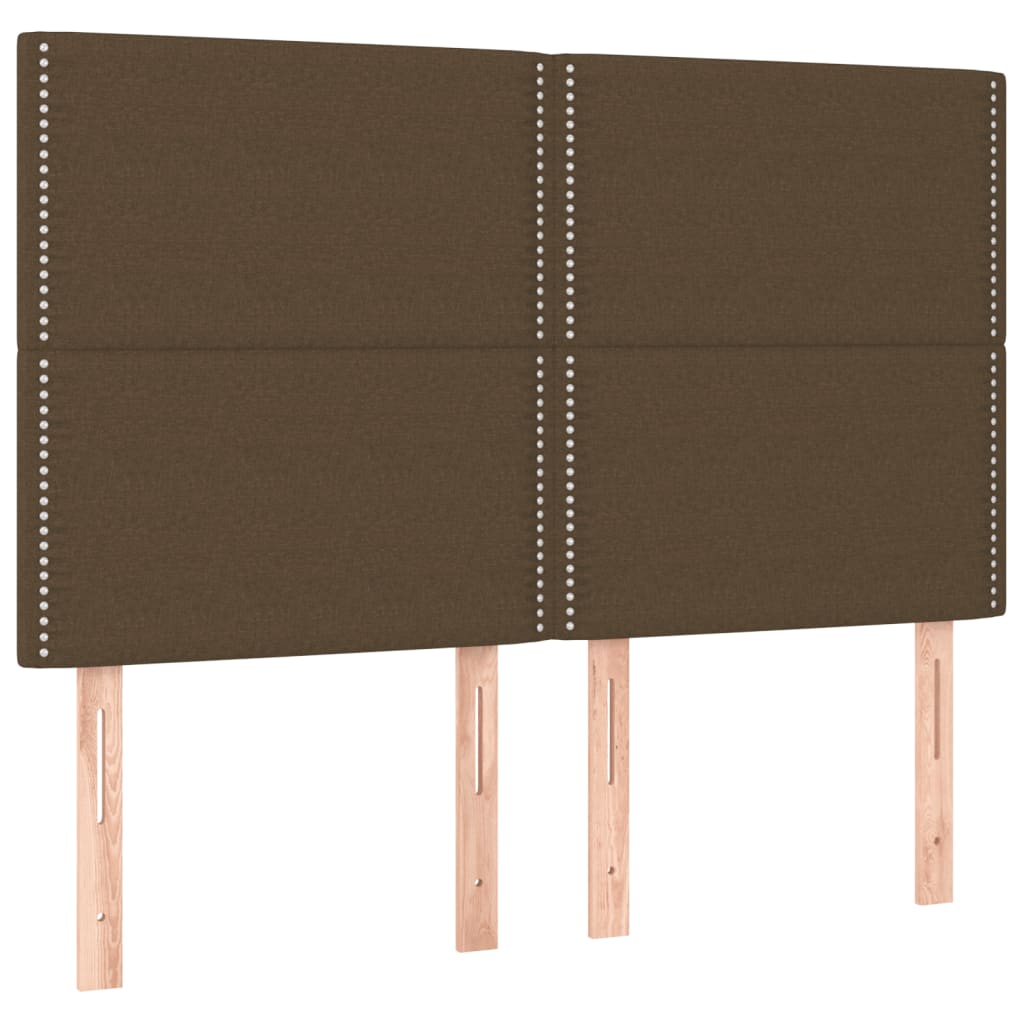kontinentalseng med LED-lys 140x200 cm stof mørkebrun