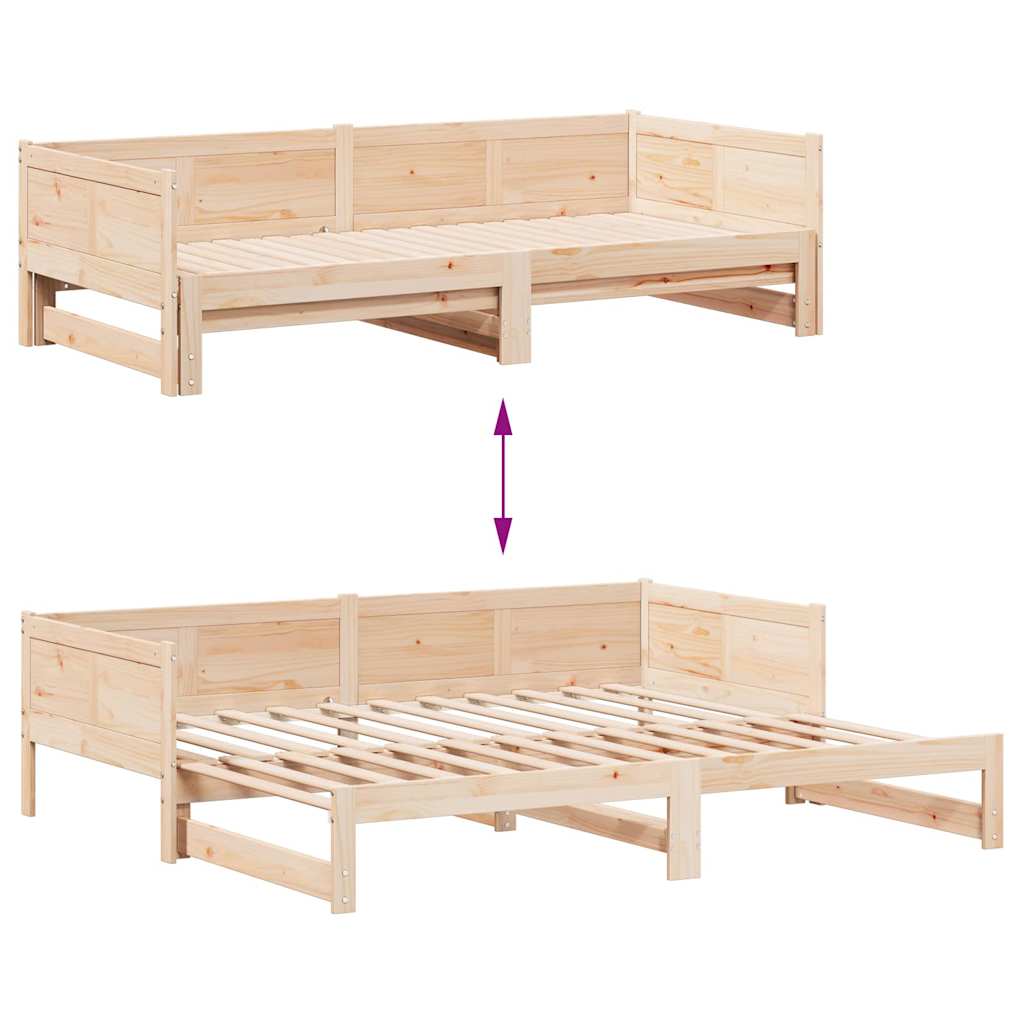 Utrækkelig Dag-seng Brun 203,5 x 184 x 56,5 cm Massivt fyrretræ