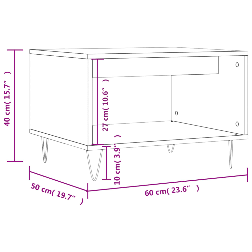 sofabord 60x50x40 cm konstrueret træ grå sonoma-eg