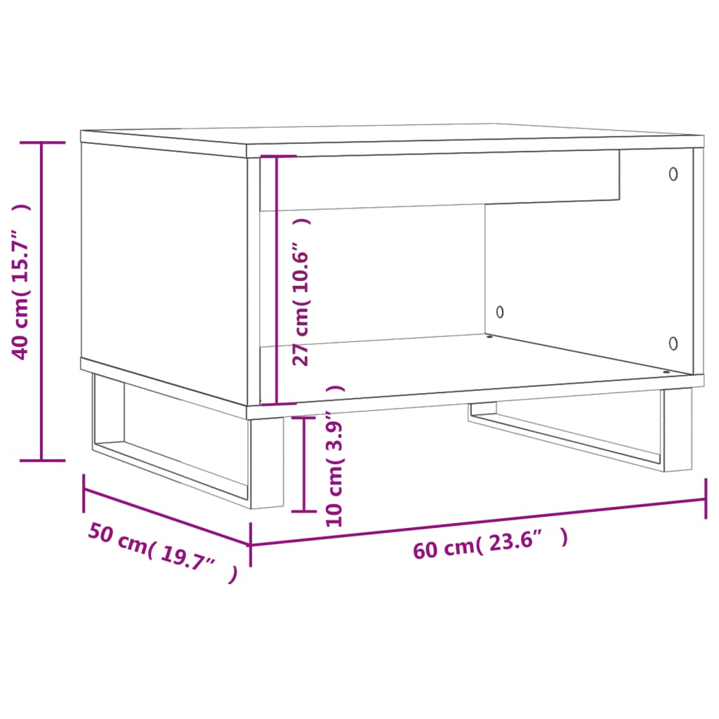 sofabord 60x50x40 cm konstrueret træ betongrå