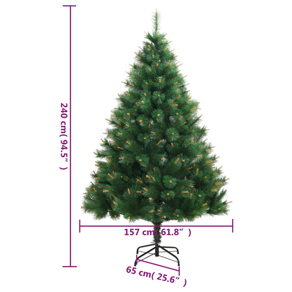 kunstigt juletræ med juletræsfod 240 cm hængslet