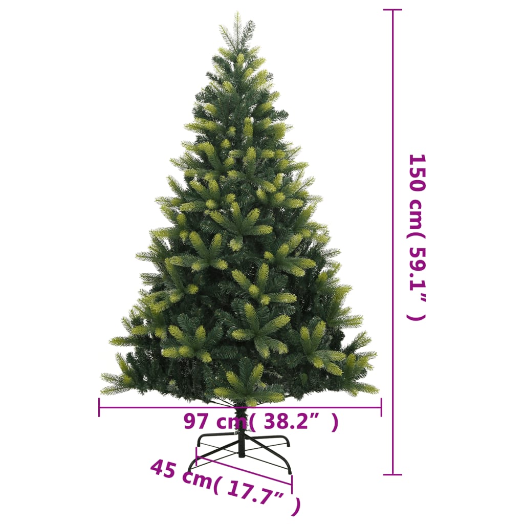 kunstigt juletræ med juletræsfod 150 cm hængslet