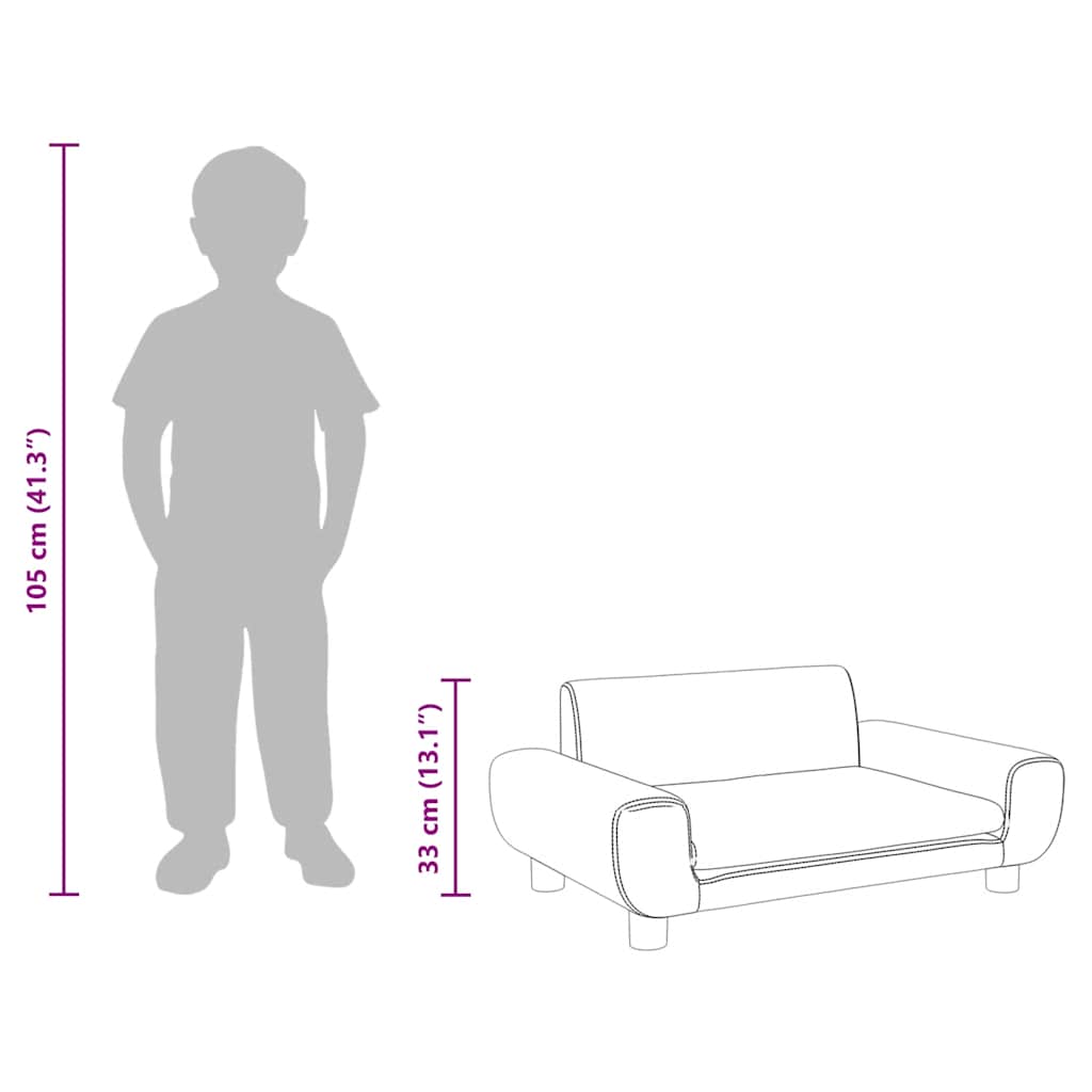 sofa til børn 70x45x33 cm velour lysegrå