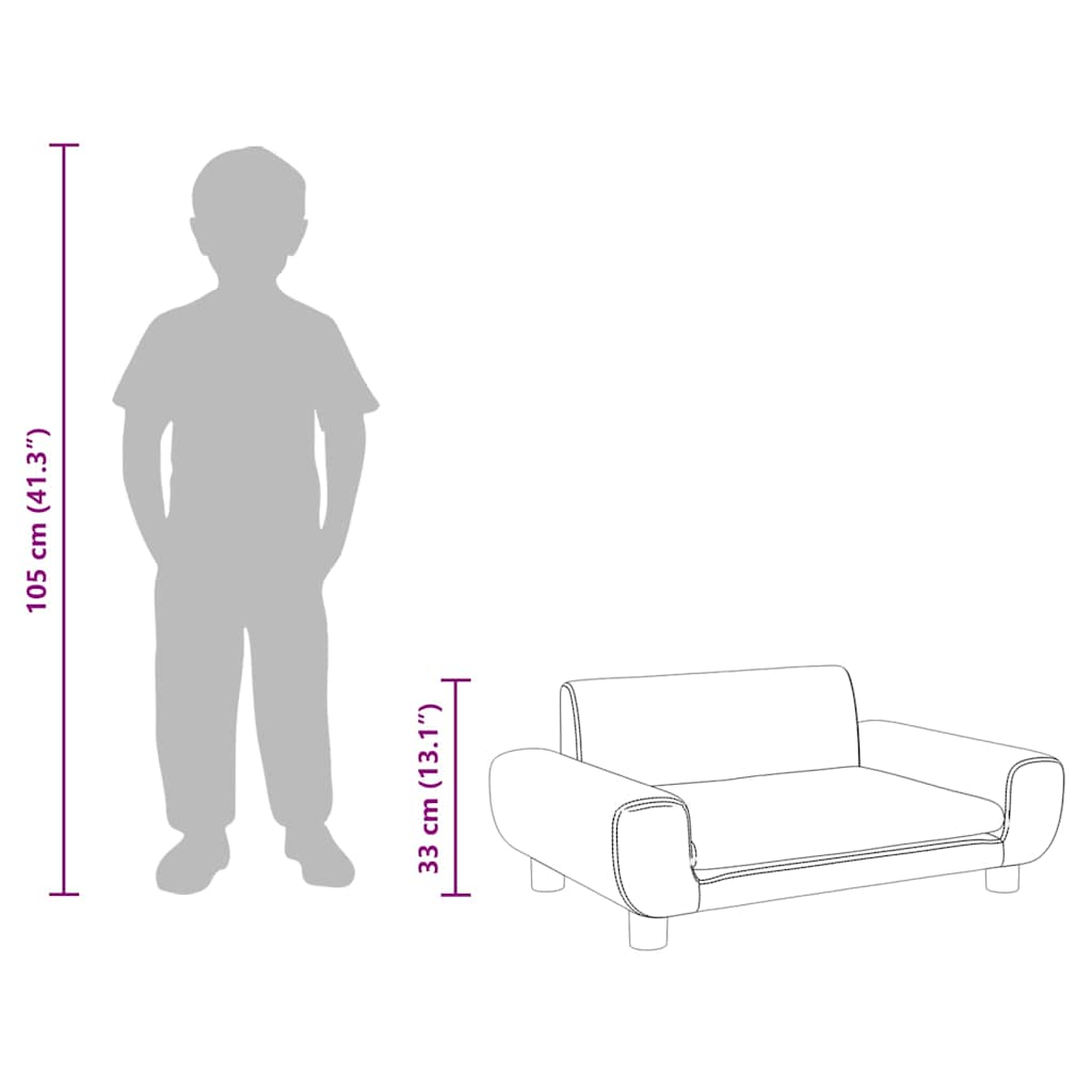 sofa til børn 70x45x33 cm velour sort