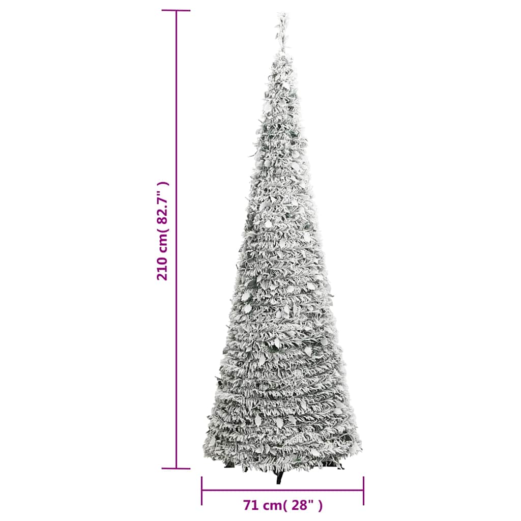kunstigt juletræ med sne 200 LED'er 210 cm pop op-funktion