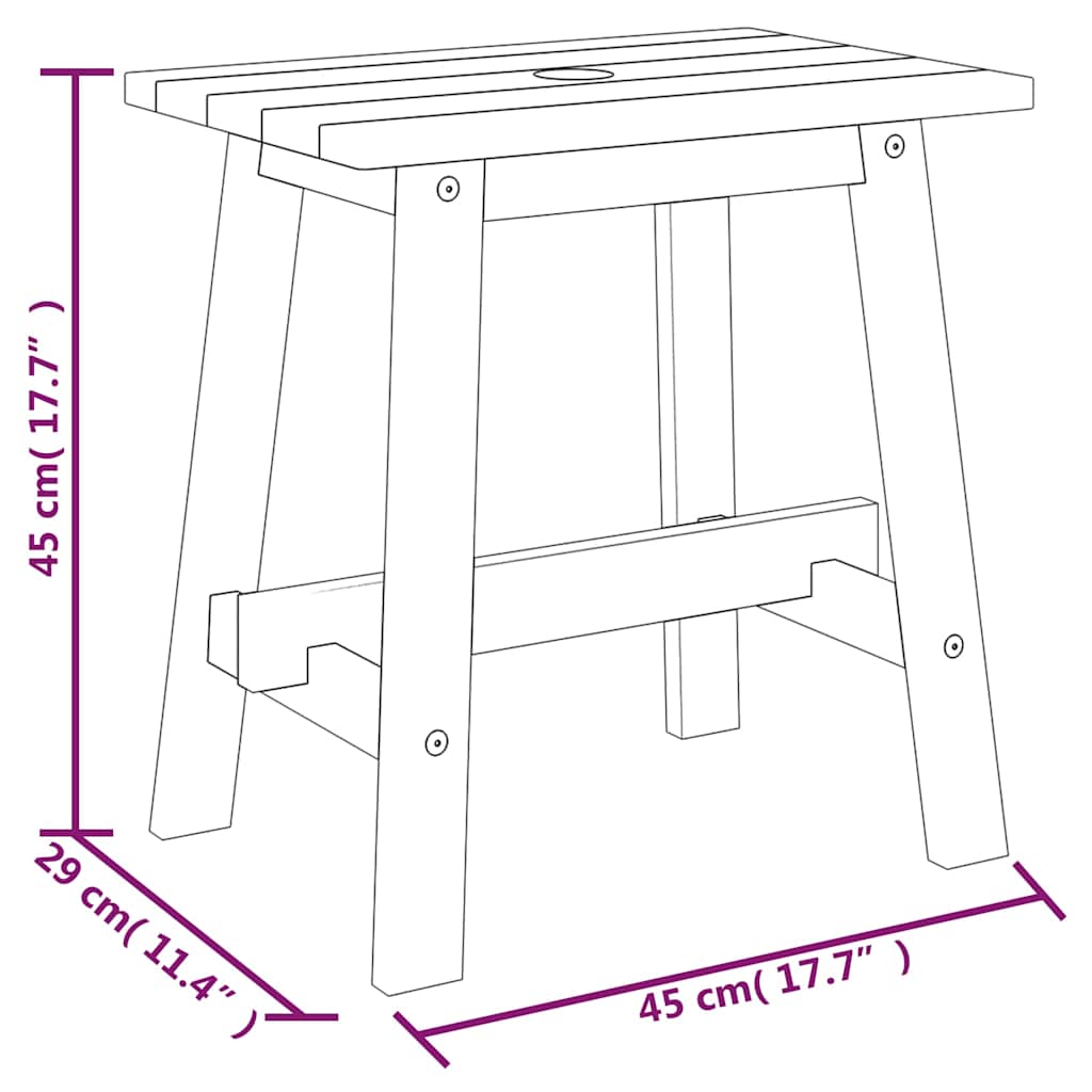 taburet 45x29x45 cm rektangulær massivt akacietræ