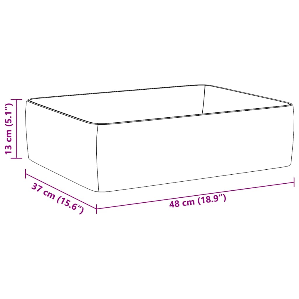 håndvask 48x37x13 cm keramik rektangel hvid