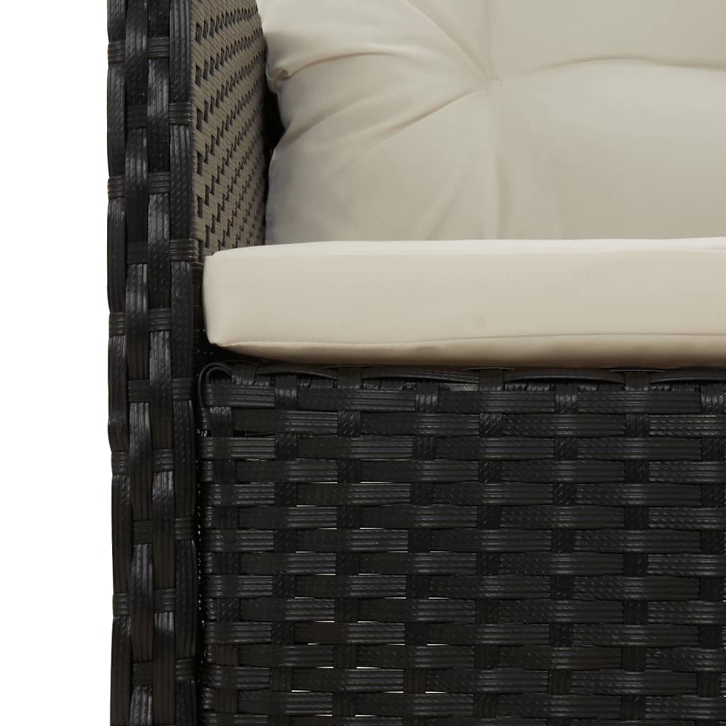 loungesæt til haven 5 dele med hynder polyrattan sort