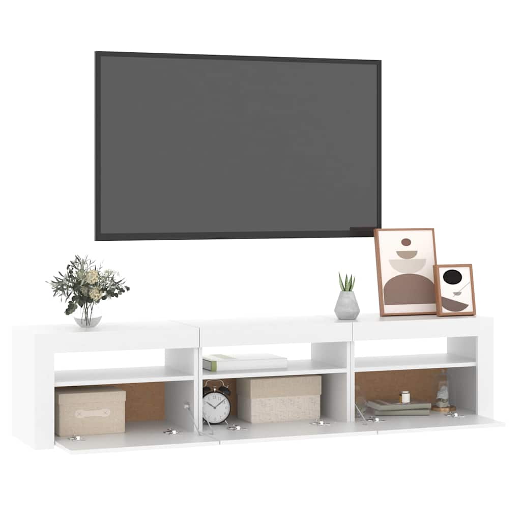 tv-skab med LED-lys 180x35x40 cm hvid