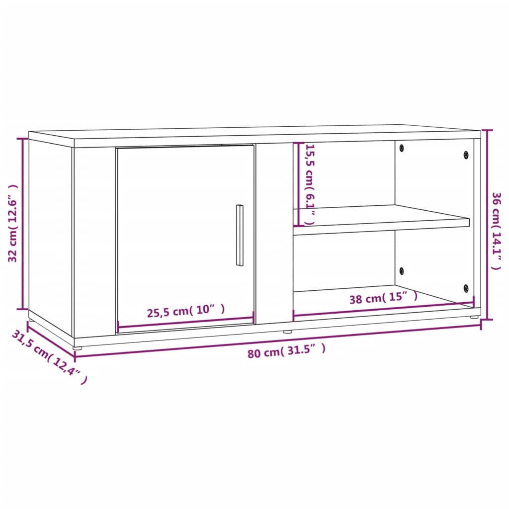 tv-borde 2 stk. 80x31,5x36 cm konstrueret træ sort