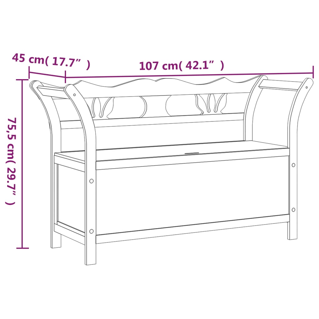 bænk 107x45x75,5 cm massivt fyrretræ