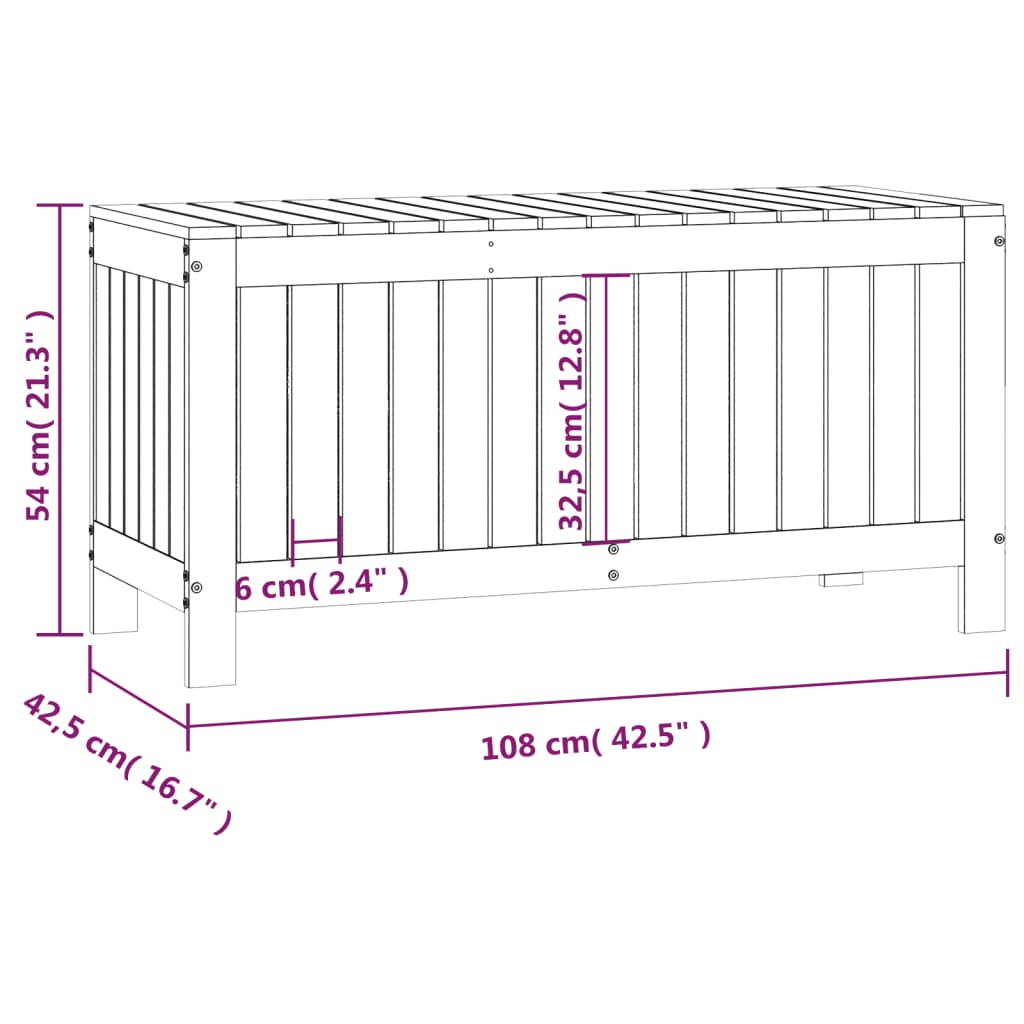 havekasse 108x42,5x54 cm massivt fyrretræ