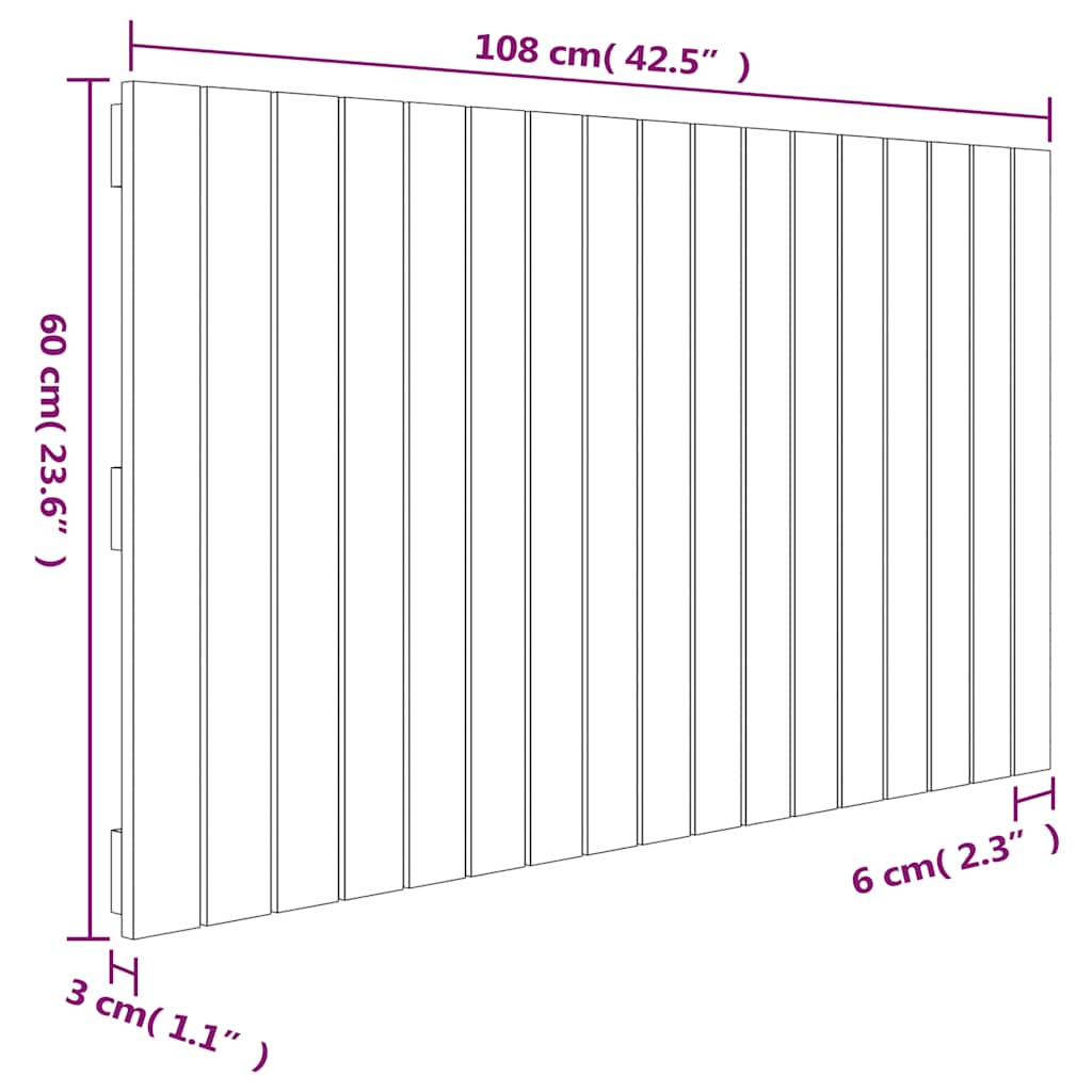 sengegavl 108x3x60 cm massivt fyrretræ grå