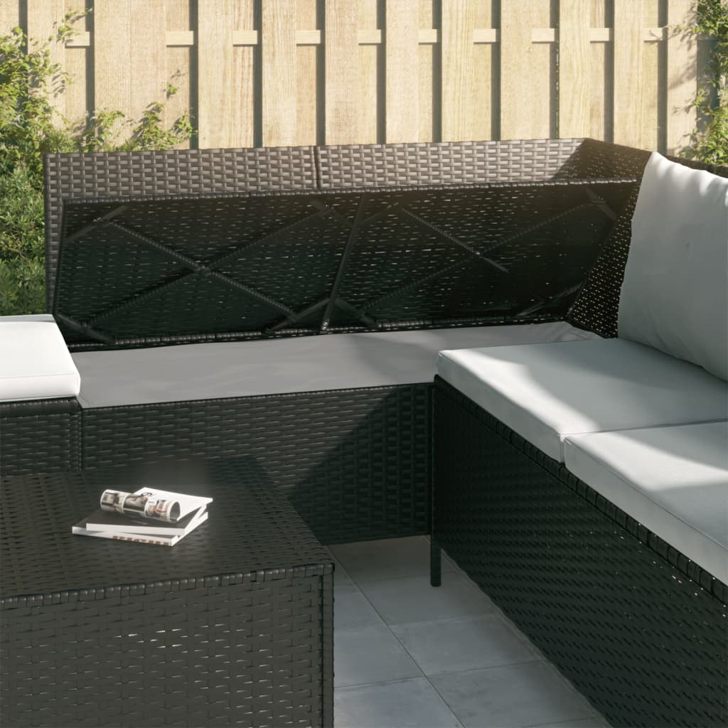 loungesæt til haven 4 dele med hynder polyrattan sort