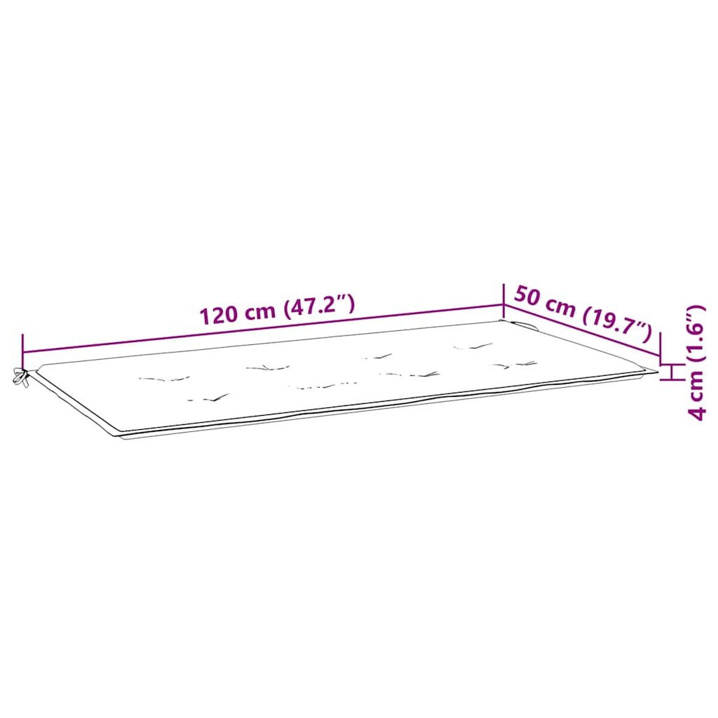 hynde til havebænk 120x50x3 cm oxfordstof bladmønster