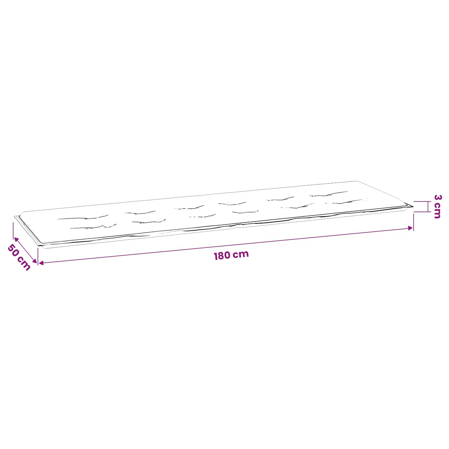 Bænk Pude Oxford stof Turkis 180 x 50 x 3 cm