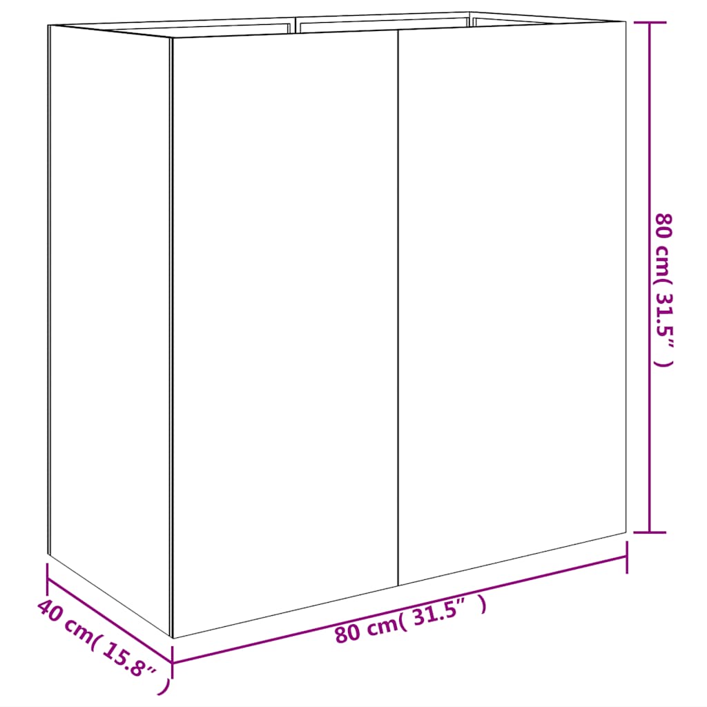 plantekasse 40x80x80 cm cortenstål