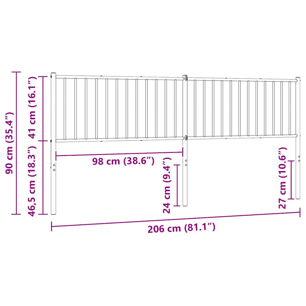 udskiftningsgavl 200 cm metal sort