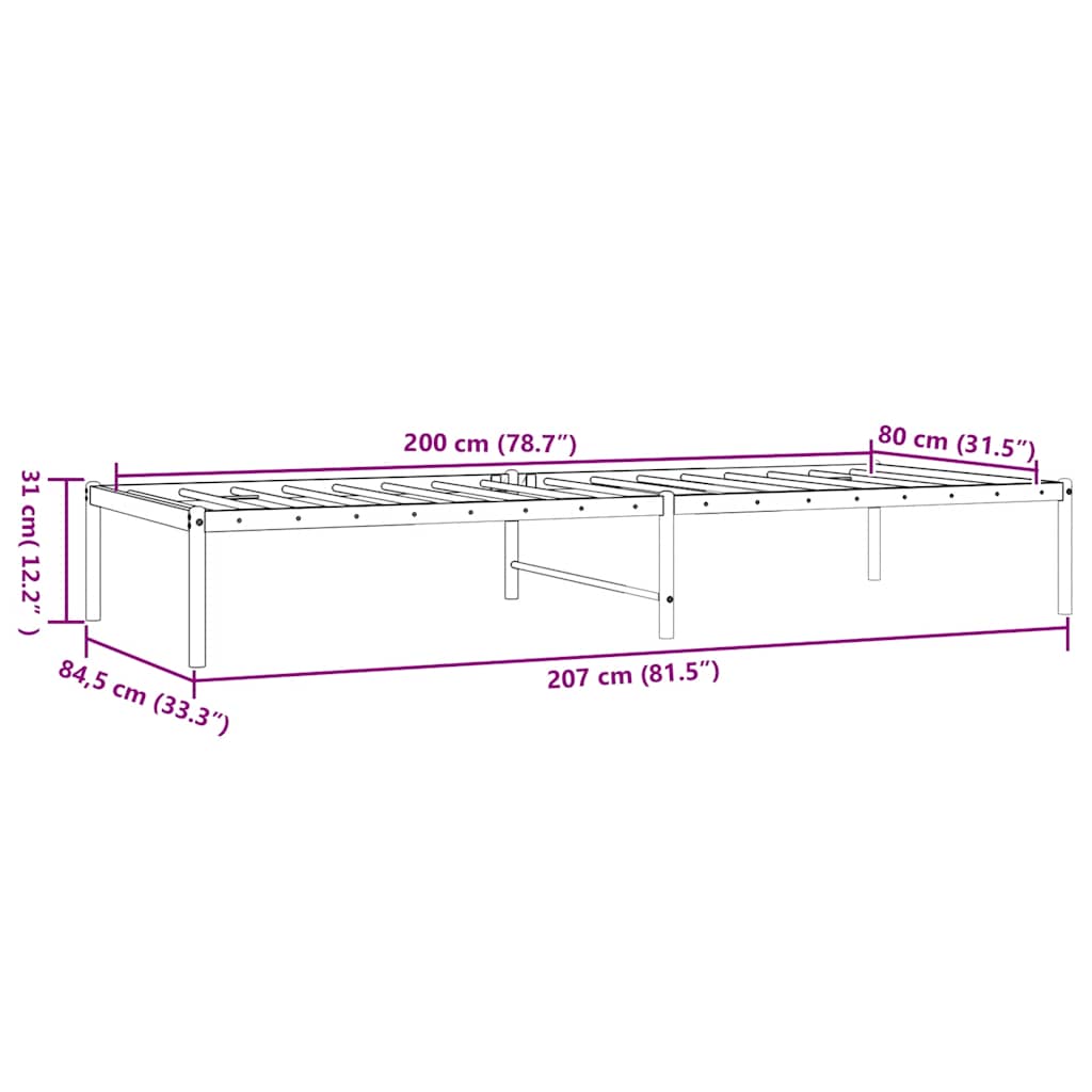 sengeramme 80x200 cm metal hvid