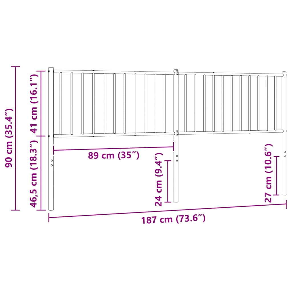 udskiftningsgavl 180 cm metal hvid