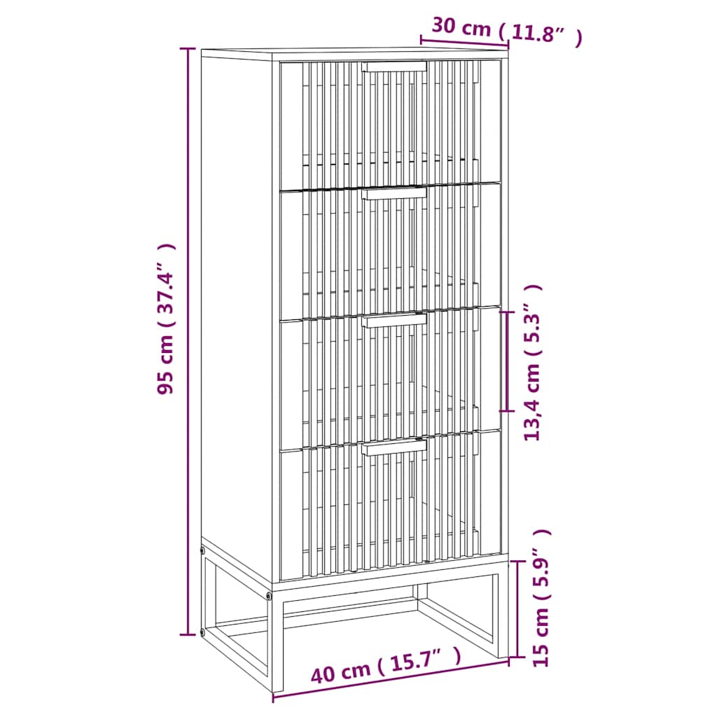 kommode 40x30x95 cm konstrueret træ
