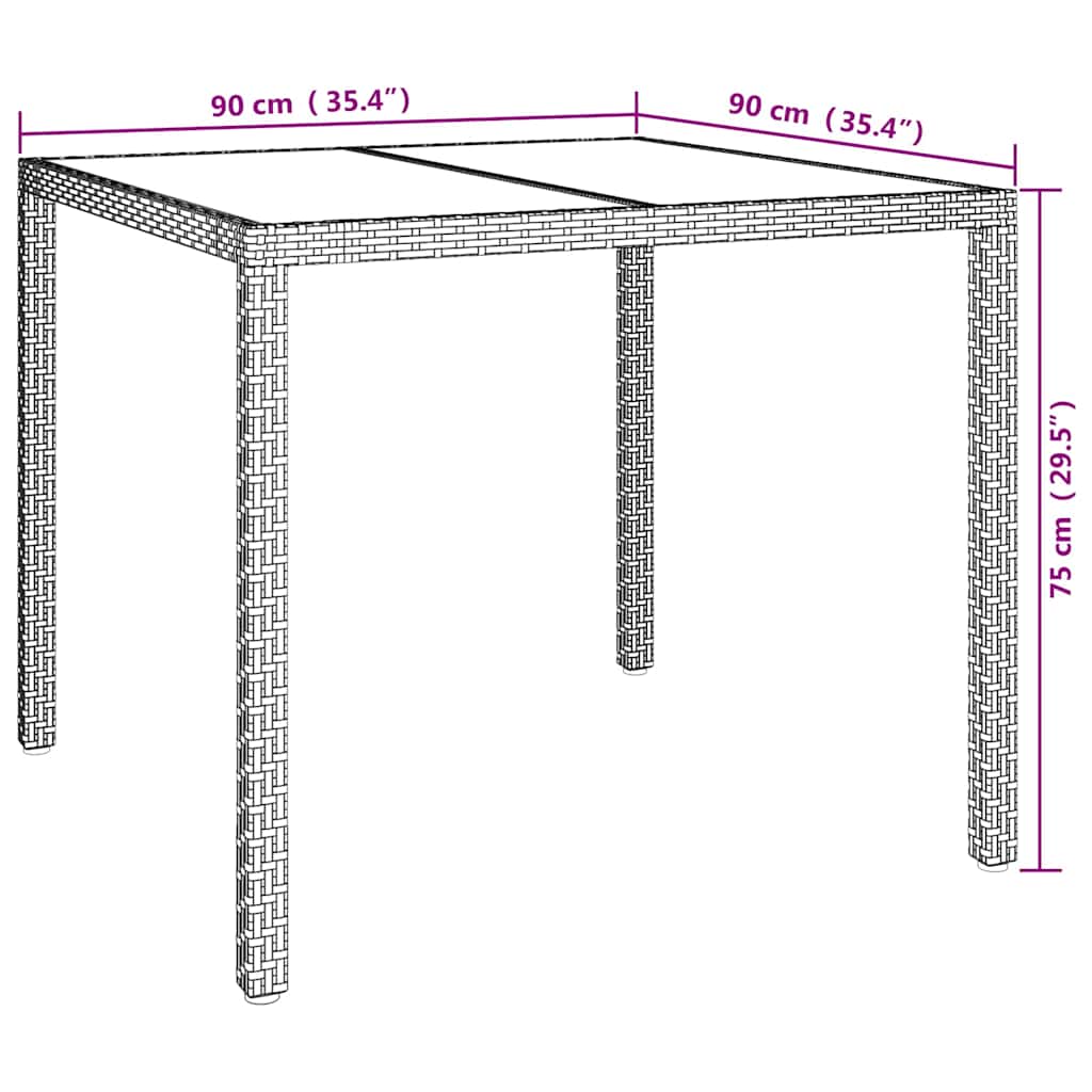 Havemøbel Bord Brun 90 x 90 x 75 cm polyrattan