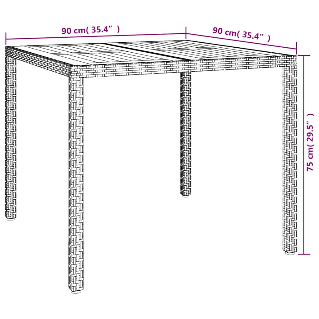 Havemøbel Bord Sort 90 x 90 x 75 cm polyrattan