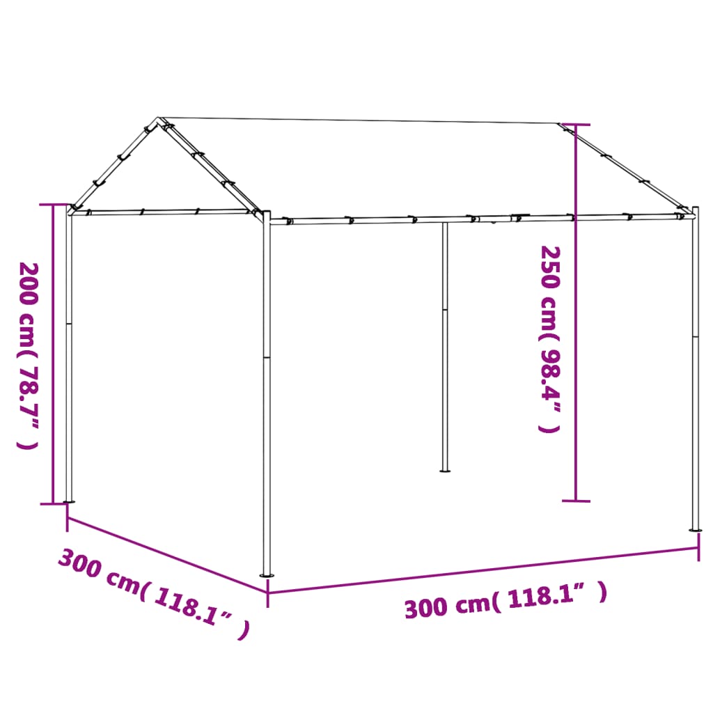 pavillon 3x3 m stål og stof beige