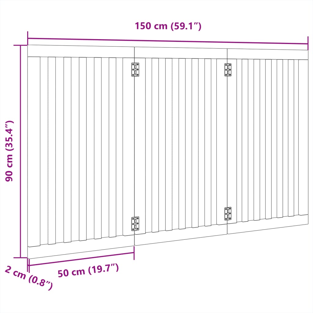 hundegitter foldbart 3 paneler 150 cm poppeltræ