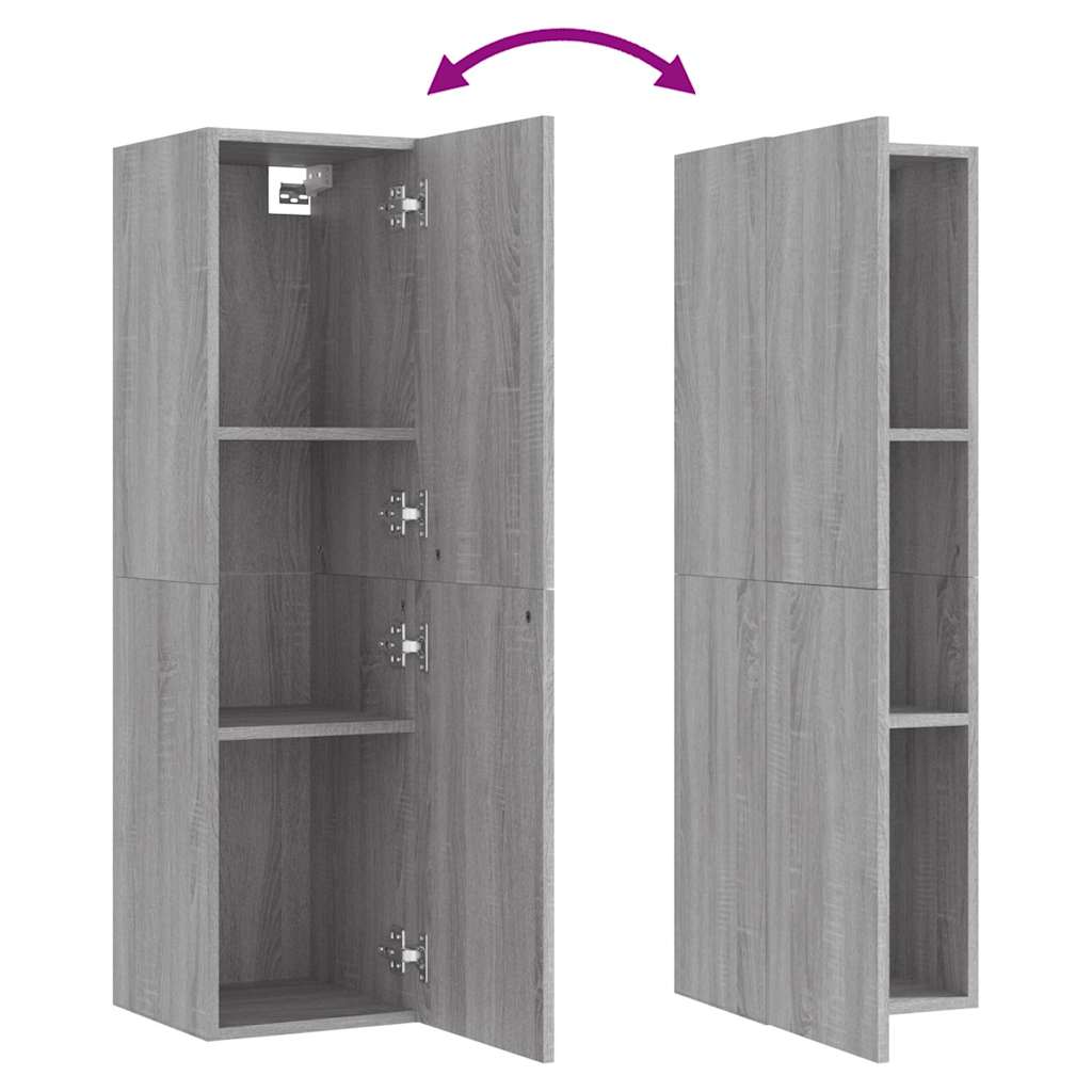 væghængt tv-skab 30,5x30x110 cm grå sonoma-eg