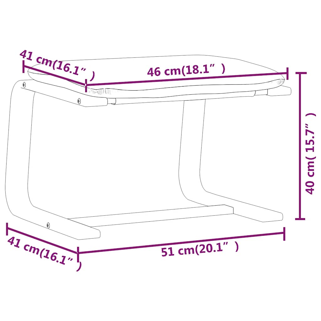 fodskammel 51x41x40 cm stof sort
