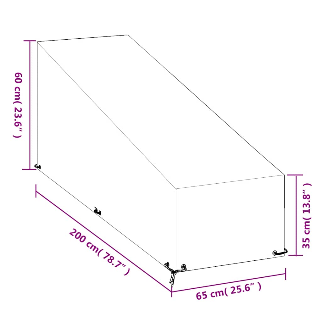 overtræk til liggestole 2 stk. 200x65x35/60 cm polyethylen