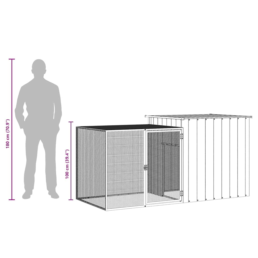kaninbur 200x91x100 cm galvaniseret stål antracitgrå