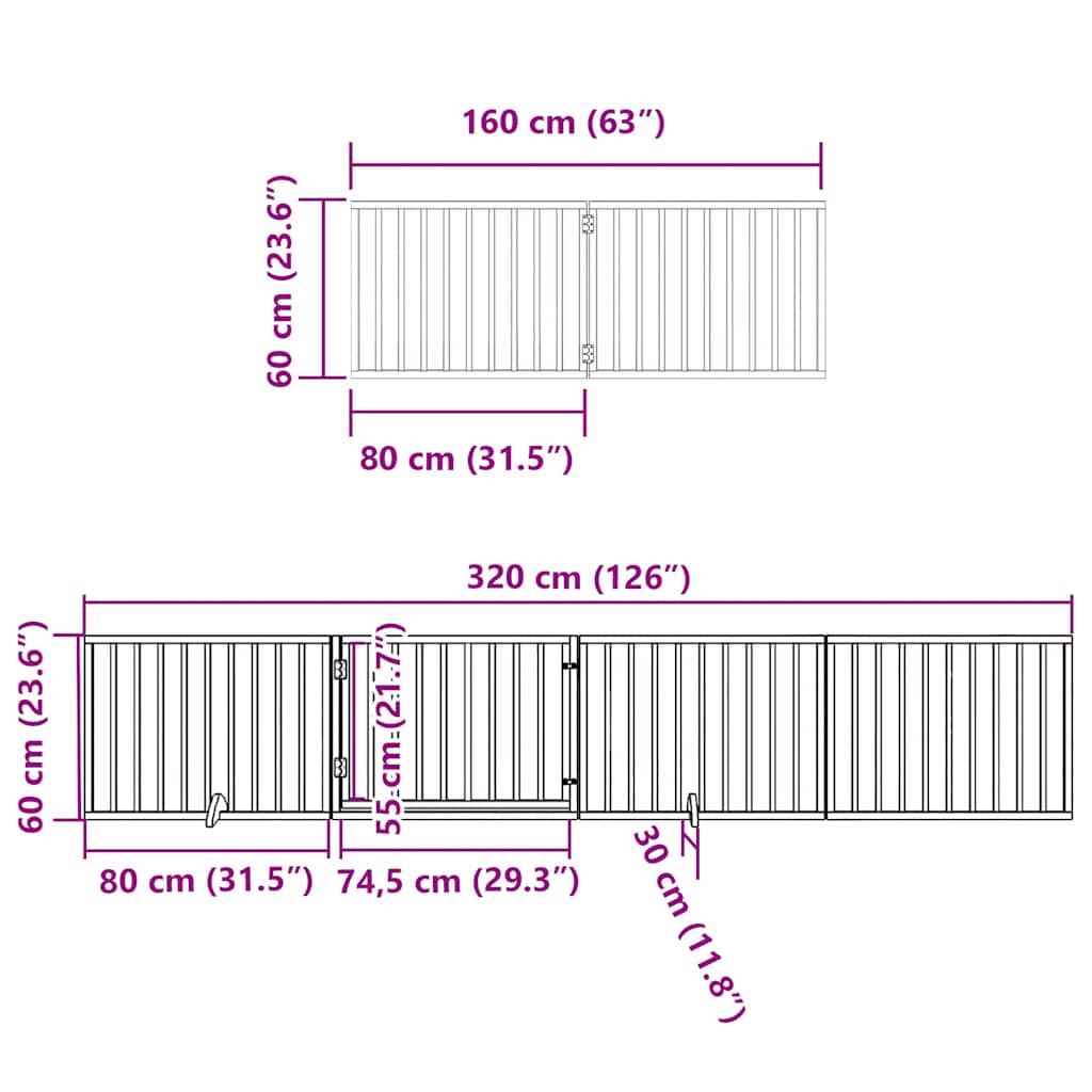 hundelåge med dør 6 paneler 480 cm foldbar poppeltræ