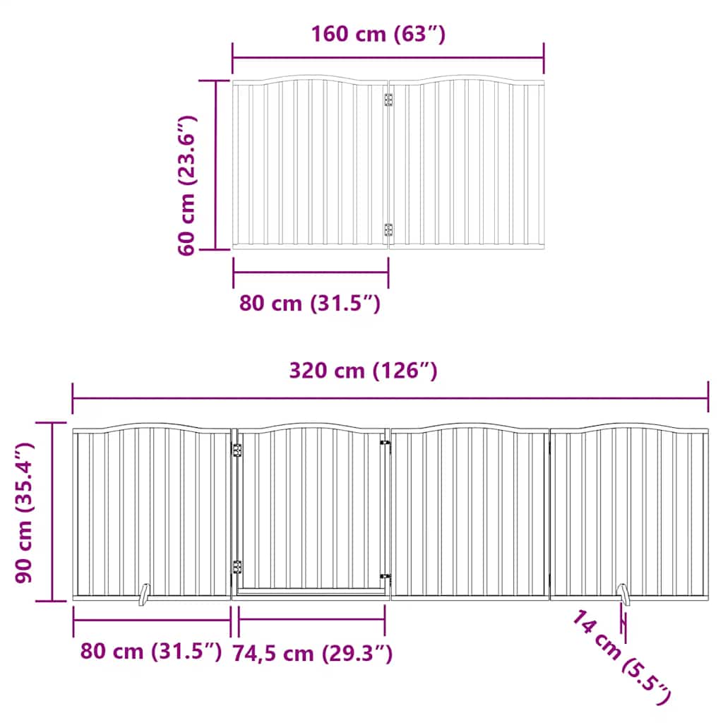 hundelåge med dør 12 paneler 960 cm foldbar poppeltræ