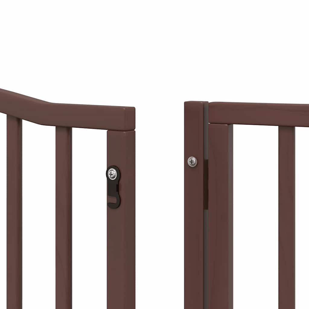 hundelåge med dør 12 paneler 960 cm foldbar poppeltræ brun