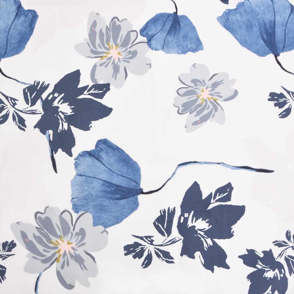 stol med blomstermønster stof blå