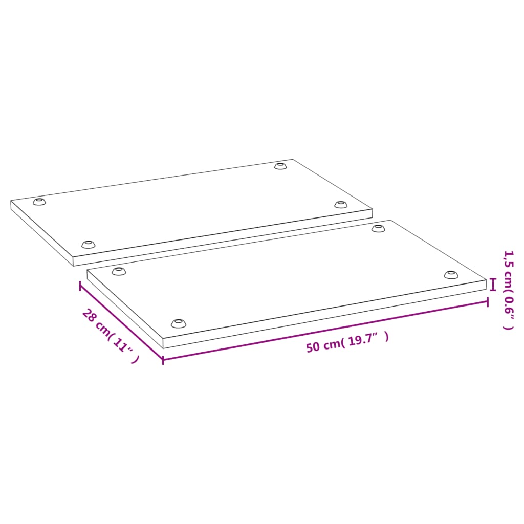 kogepladelåg 2 stk. 50x28x1,5 cm bambus