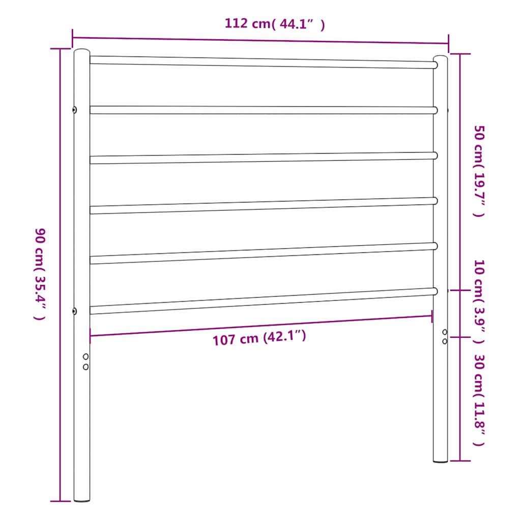 udskiftningsgavl 107 cm metal sort