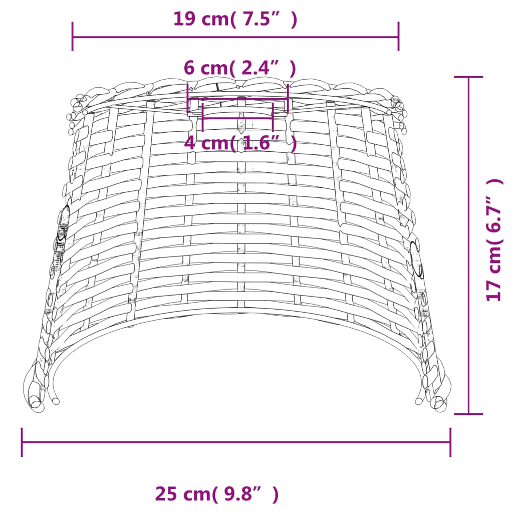 lampeskærm til loftlampe Ø25x17 cm flet brun