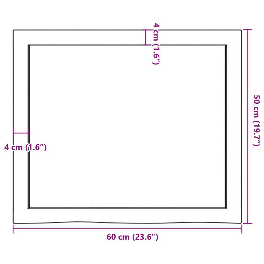 bordplade til badeværelse 60x50x(2-4) cm massivt træ mørkebrun